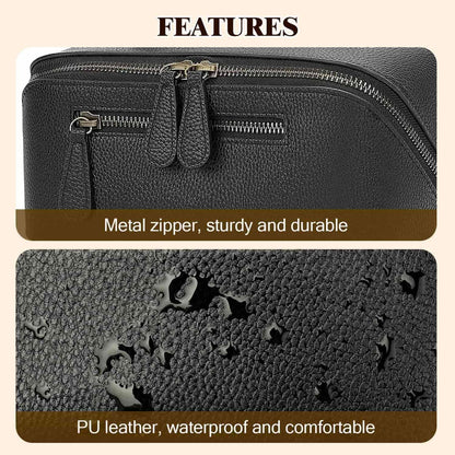 Travel Makeup Bag Large Capacity Cosmetic Bags for Women Waterproof Make up Organizer Toiletry Bag Open Flat Portable with Divider with Handle Pouch (Brown, 2L)