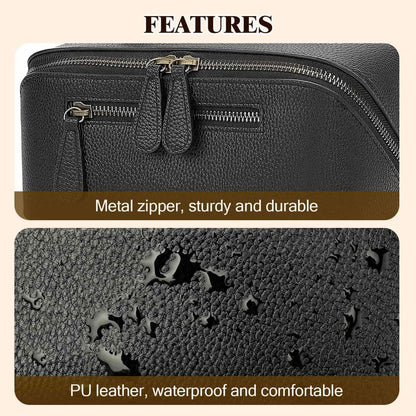Travel Makeup Bag Large Capacity Cosmetic Bags for Women Waterproof Make up Organizer Toiletry Bag Open Flat Portable with Divider with Handle Pouch (Brown, 2L)