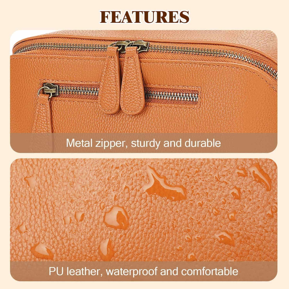 Travel Makeup Bag Large Capacity Cosmetic Bags for Women Waterproof Make up Organizer Toiletry Bag Open Flat Portable with Divider with Handle Pouch (Brown, 2L)