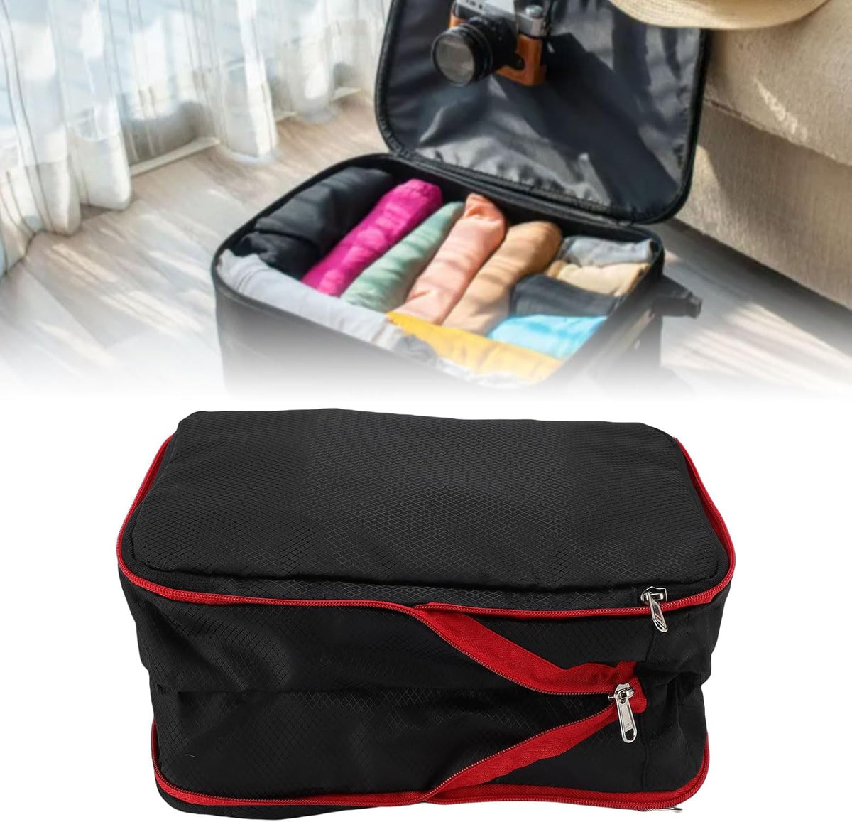 Compression Storage Bag Compressible Clothes Luggage Packing Cube for Vacation 9L (Grey)