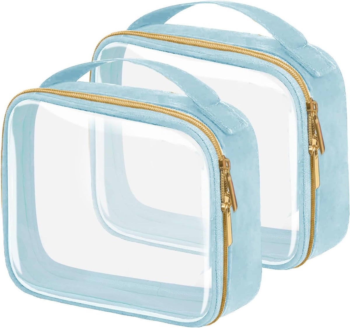 TSA Approved Travel Toiletry Bag, Clear Makeup Bags with Handles,Quart Size Clear Cosmetic Bags for Traveling Women,Men,Carry on Airport Airline Compliant Bag,Black