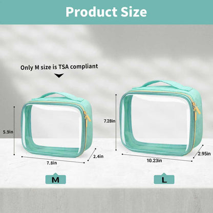 TSA Approved Travel Toiletry Bag, Clear Makeup Bags with Handles,Quart Size Clear Cosmetic Bags for Traveling Women,Men,Carry on Airport Airline Compliant Bag,Black