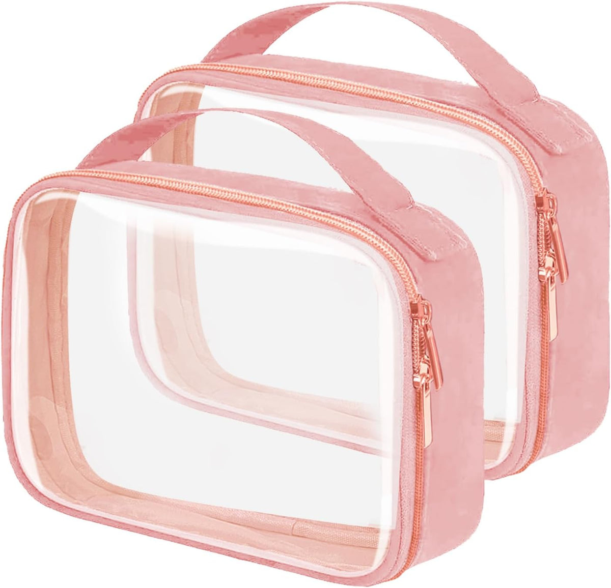 TSA Approved Travel Toiletry Bag, Clear Makeup Bags with Handles,Quart Size Clear Cosmetic Bags for Traveling Women,Men,Carry on Airport Airline Compliant Bag,Black