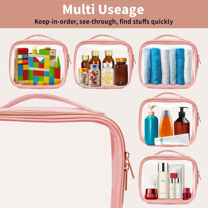 TSA Approved Travel Toiletry Bag, Clear Makeup Bags with Handles,Quart Size Clear Cosmetic Bags for Traveling Women,Men,Carry on Airport Airline Compliant Bag,Black