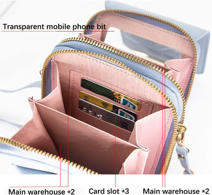 Anti-Theft Leather Bag,Small Crossbody Cell Phone Purse Wallet for Women,RFID Block Phone Purse Crossbody with Shoulder Strap