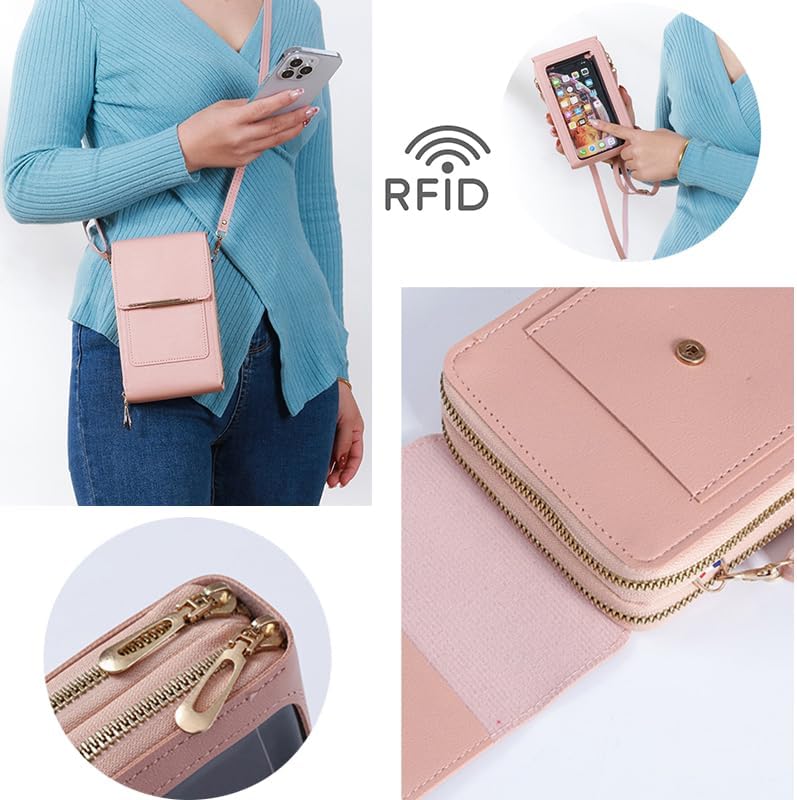Anti-Theft Leather Bag,Small Crossbody Cell Phone Purse Wallet for Women,RFID Block Phone Purse Crossbody with Shoulder Strap