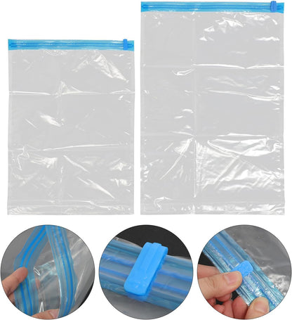 10pcs Hand Roll Vacuum Compression Storage Bags Space Saver Clothes Organizer Small Large for Travel Luggage Packing Portable Clothes Storage