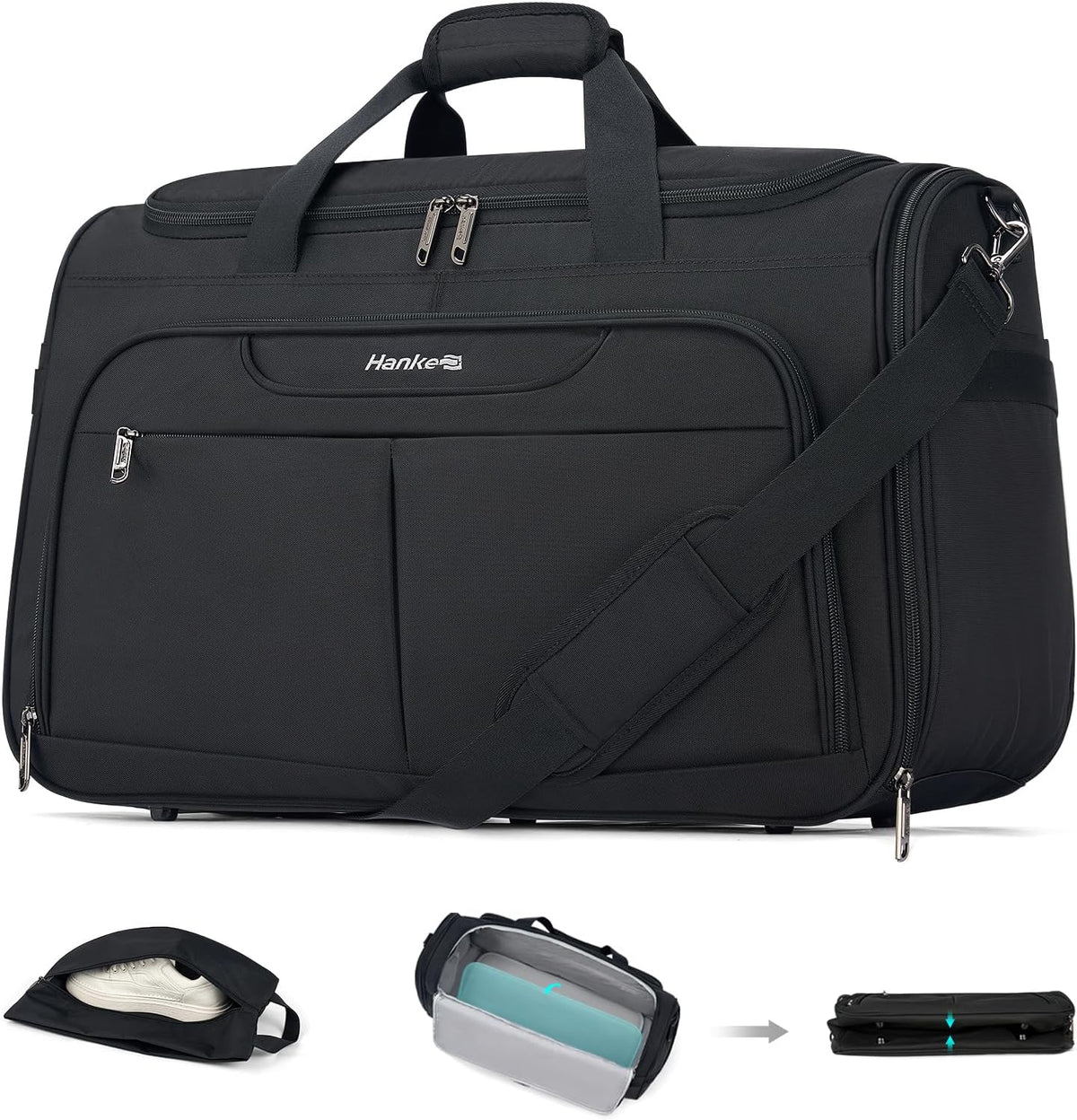 Small Underseat Carry On Luggage Bags for Travel with 10 Pockets. | Airline Approved Foldable Personal Bag w/ Luggage Sleeve; Tote Duffle & Bento Bag, Flight Attendant Weekender for Men & Women