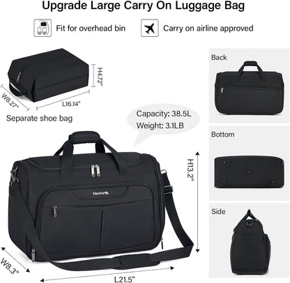 Small Underseat Carry On Luggage Bags for Travel with 10 Pockets. | Airline Approved Foldable Personal Bag w/ Luggage Sleeve; Tote Duffle & Bento Bag, Flight Attendant Weekender for Men & Women