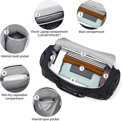 Small Underseat Carry On Luggage Bags for Travel with 10 Pockets. | Airline Approved Foldable Personal Bag w/ Luggage Sleeve; Tote Duffle & Bento Bag, Flight Attendant Weekender for Men & Women