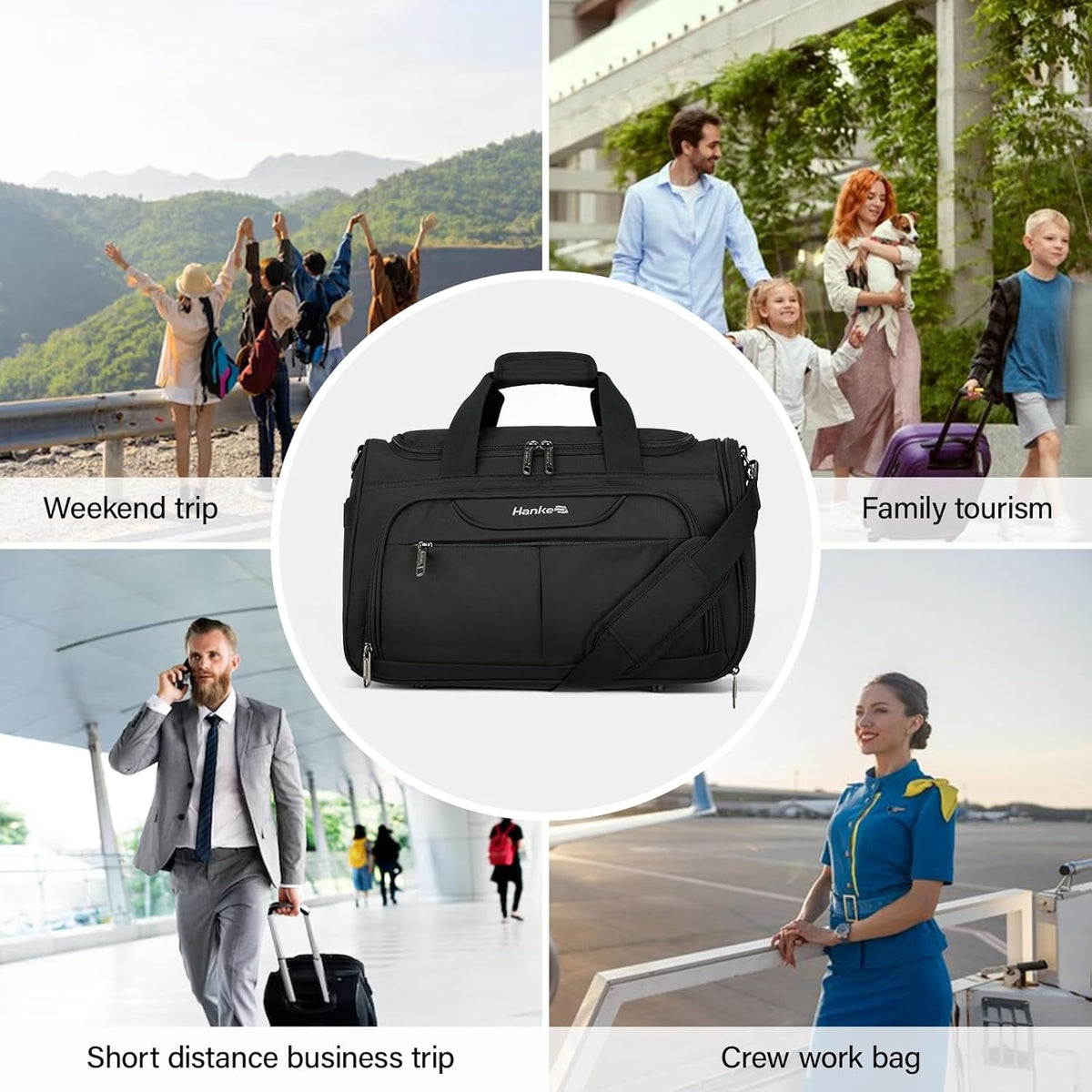 Small Underseat Carry On Luggage Bags for Travel with 10 Pockets. | Airline Approved Foldable Personal Bag w/ Luggage Sleeve; Tote Duffle & Bento Bag, Flight Attendant Weekender for Men & Women