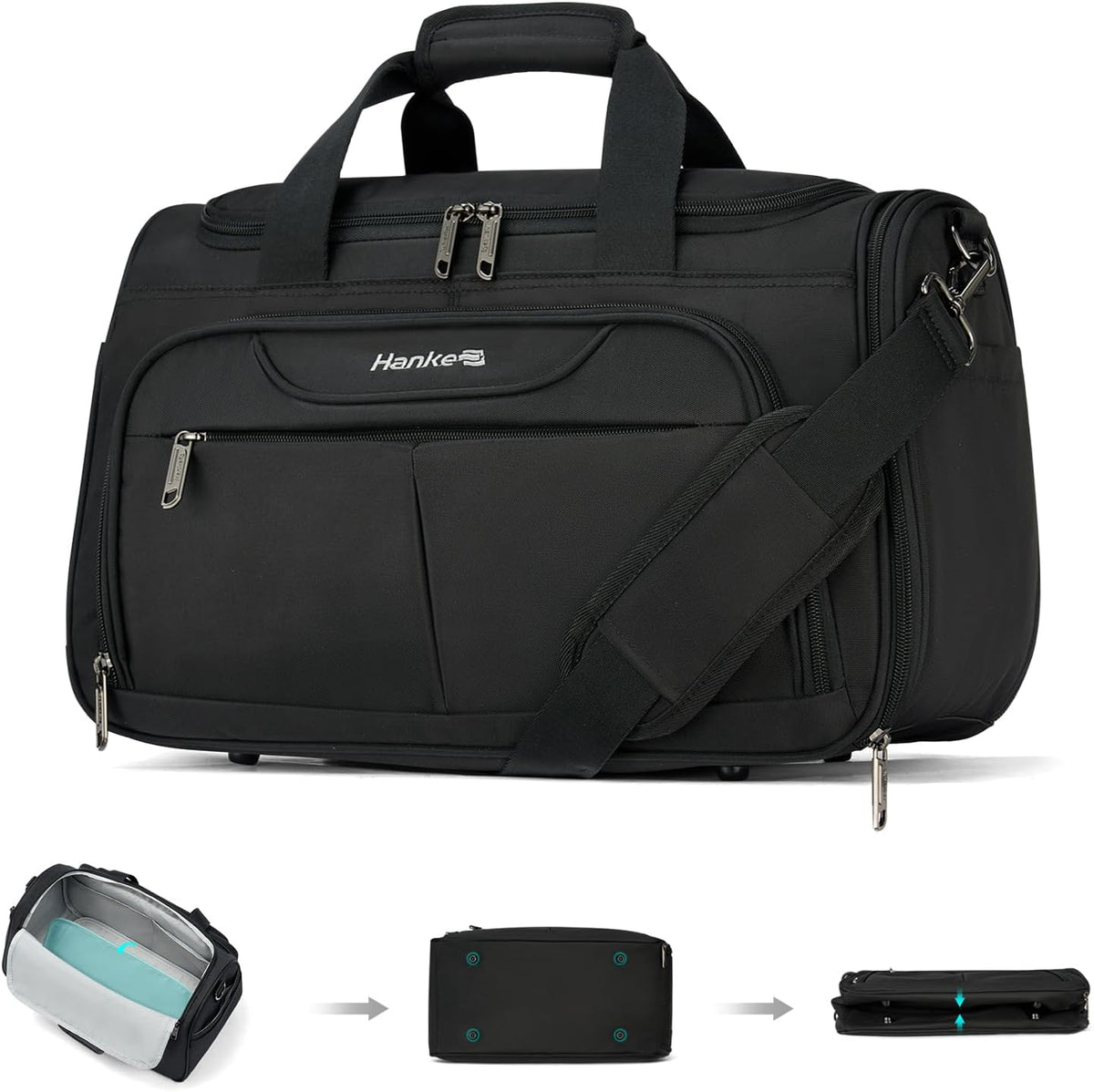 Small Underseat Carry On Luggage Bags for Travel with 10 Pockets. | Airline Approved Foldable Personal Bag w/ Luggage Sleeve; Tote Duffle & Bento Bag, Flight Attendant Weekender for Men & Women