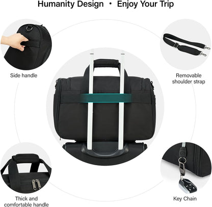 Small Underseat Carry On Luggage Bags for Travel with 10 Pockets. | Airline Approved Foldable Personal Bag w/ Luggage Sleeve; Tote Duffle & Bento Bag, Flight Attendant Weekender for Men & Women
