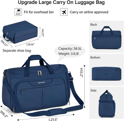 Small Underseat Carry On Luggage Bags for Travel with 10 Pockets. | Airline Approved Foldable Personal Bag w/ Luggage Sleeve; Tote Duffle & Bento Bag, Flight Attendant Weekender for Men & Women