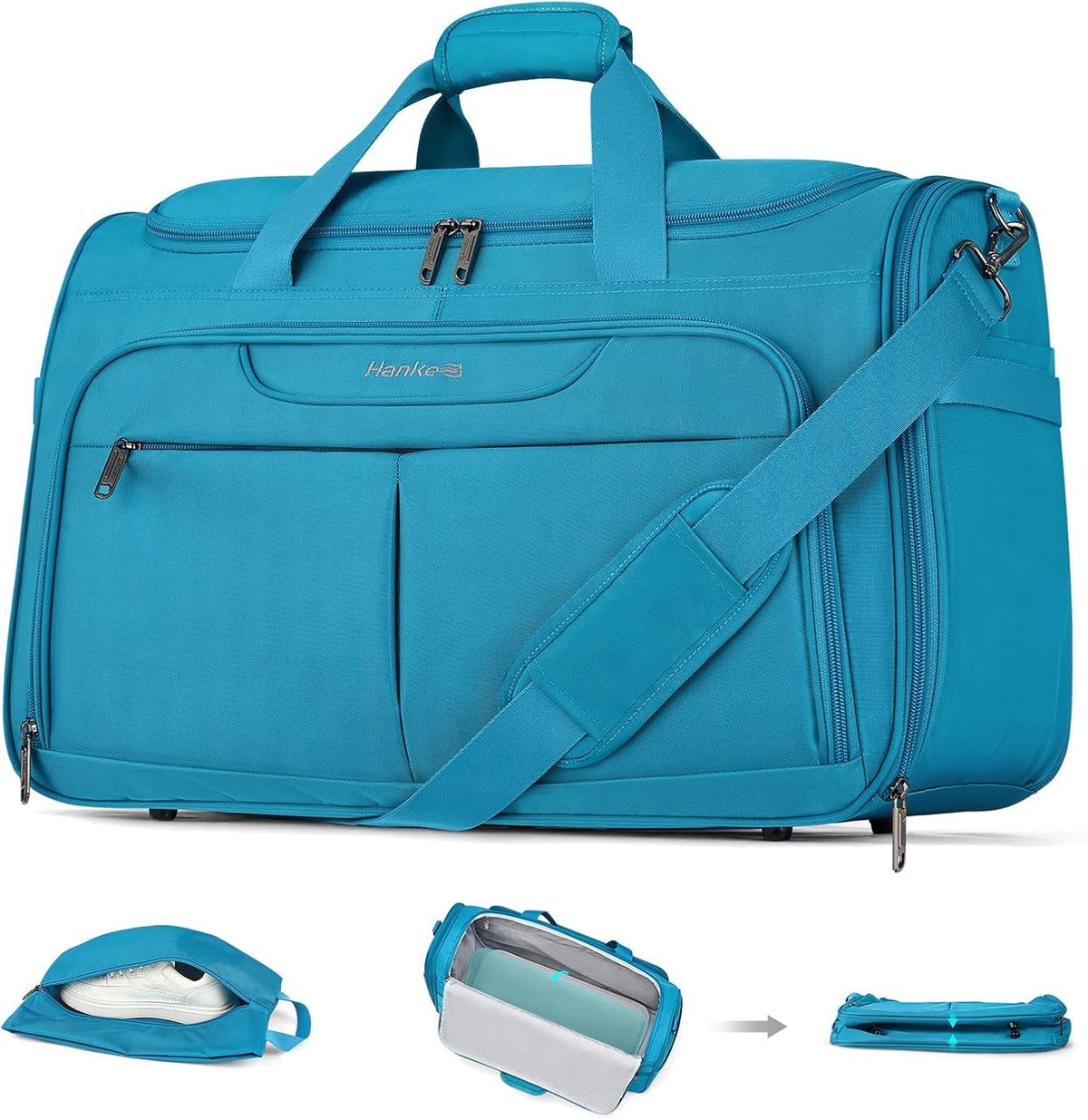 Small Underseat Carry On Luggage Bags for Travel with 10 Pockets. | Airline Approved Foldable Personal Bag w/ Luggage Sleeve; Tote Duffle & Bento Bag, Flight Attendant Weekender for Men & Women