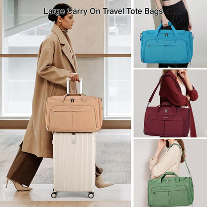 Small Underseat Carry On Luggage Bags for Travel with 10 Pockets. | Airline Approved Foldable Personal Bag w/ Luggage Sleeve; Tote Duffle & Bento Bag, Flight Attendant Weekender for Men & Women
