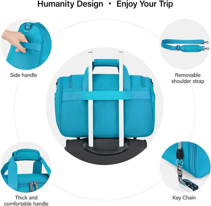 Small Underseat Carry On Luggage Bags for Travel with 10 Pockets. | Airline Approved Foldable Personal Bag w/ Luggage Sleeve; Tote Duffle & Bento Bag, Flight Attendant Weekender for Men & Women