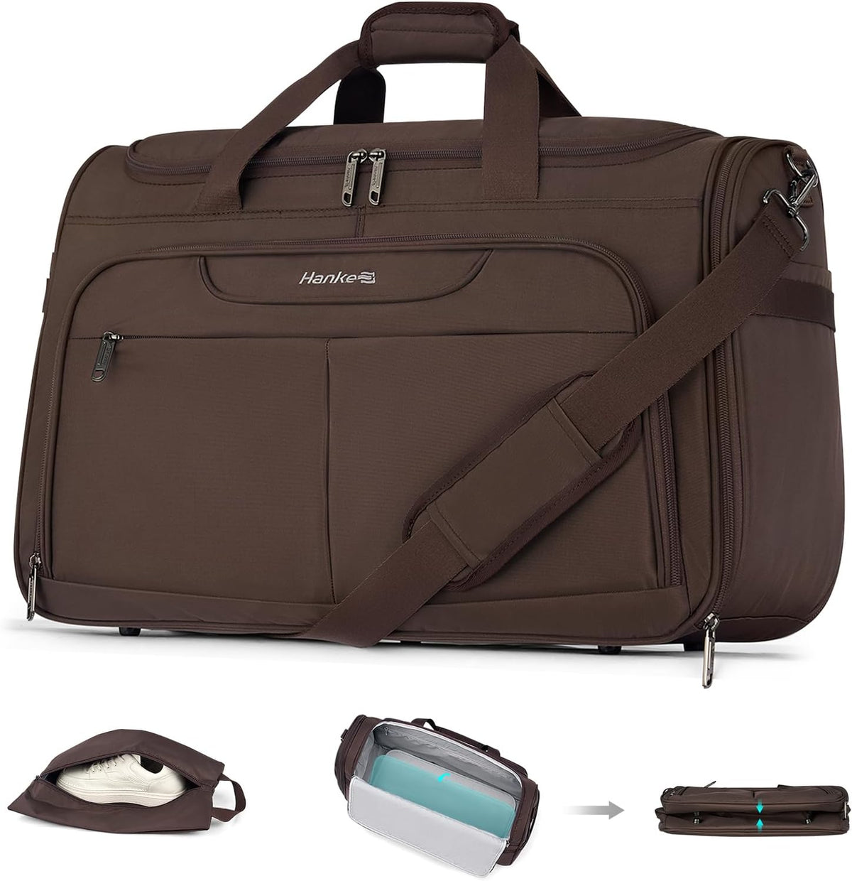 Small Underseat Carry On Luggage Bags for Travel with 10 Pockets. | Airline Approved Foldable Personal Bag w/ Luggage Sleeve; Tote Duffle & Bento Bag, Flight Attendant Weekender for Men & Women