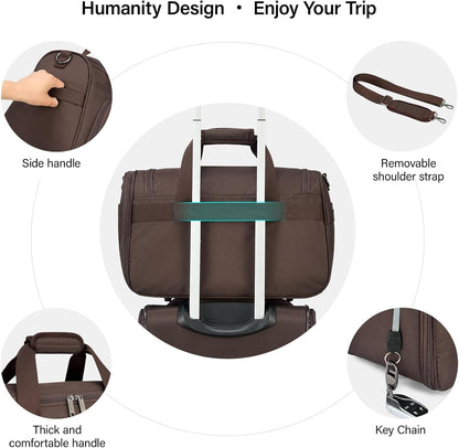 Small Underseat Carry On Luggage Bags for Travel with 10 Pockets. | Airline Approved Foldable Personal Bag w/ Luggage Sleeve; Tote Duffle & Bento Bag, Flight Attendant Weekender for Men & Women