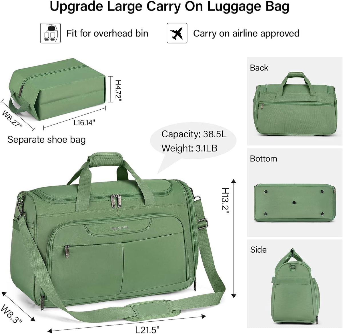 Small Underseat Carry On Luggage Bags for Travel with 10 Pockets. | Airline Approved Foldable Personal Bag w/ Luggage Sleeve; Tote Duffle & Bento Bag, Flight Attendant Weekender for Men & Women