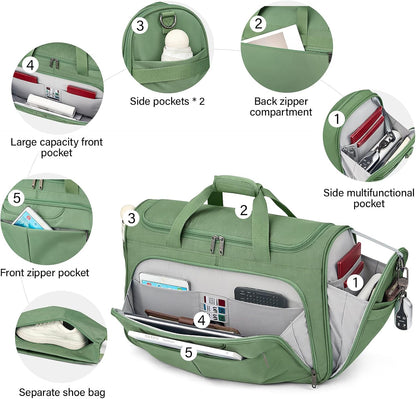 Small Underseat Carry On Luggage Bags for Travel with 10 Pockets. | Airline Approved Foldable Personal Bag w/ Luggage Sleeve; Tote Duffle & Bento Bag, Flight Attendant Weekender for Men & Women