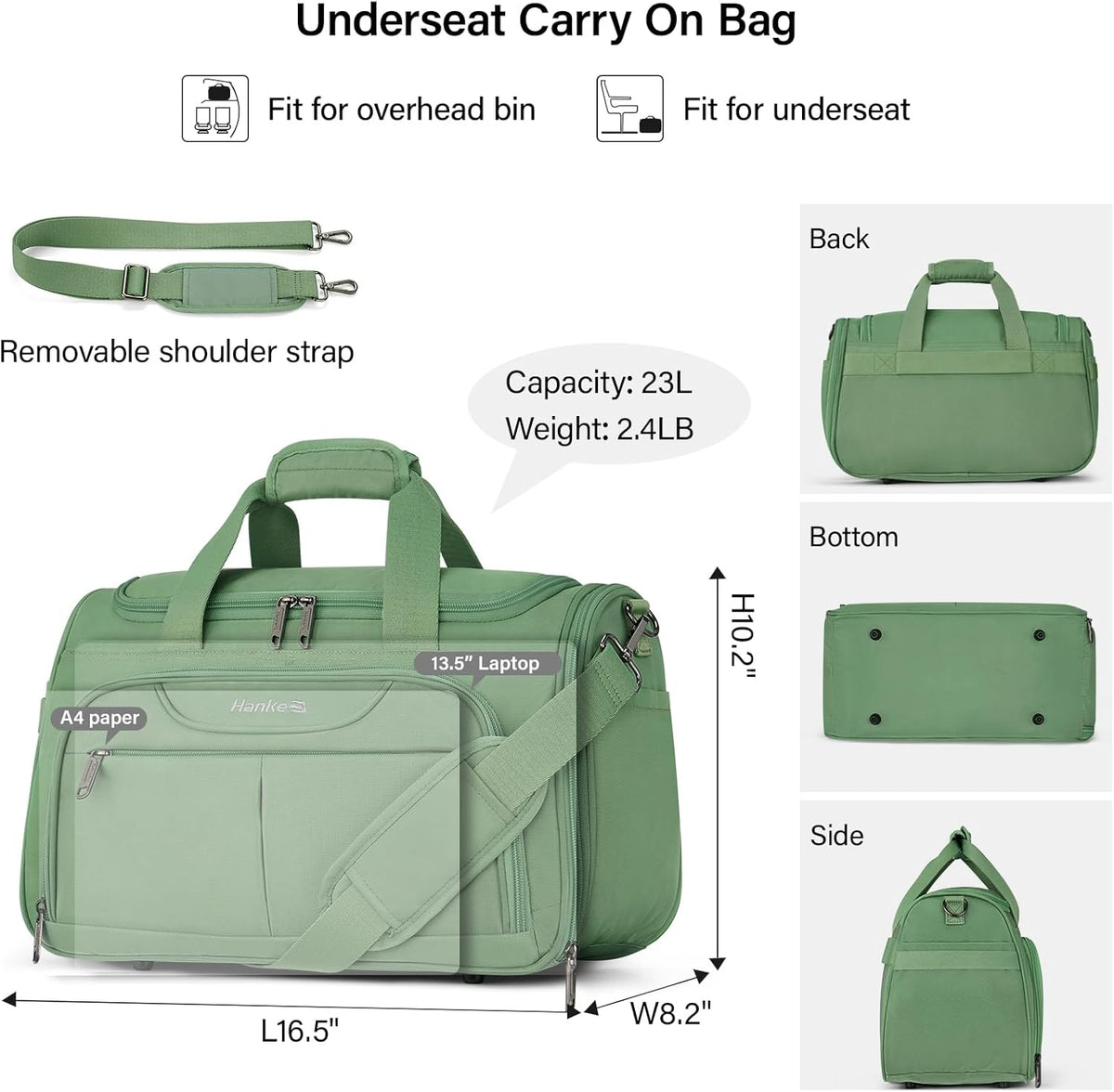 Small Underseat Carry On Luggage Bags for Travel with 10 Pockets. | Airline Approved Foldable Personal Bag w/ Luggage Sleeve; Tote Duffle & Bento Bag, Flight Attendant Weekender for Men & Women