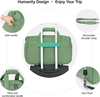 Small Underseat Carry On Luggage Bags for Travel with 10 Pockets. | Airline Approved Foldable Personal Bag w/ Luggage Sleeve; Tote Duffle & Bento Bag, Flight Attendant Weekender for Men & Women