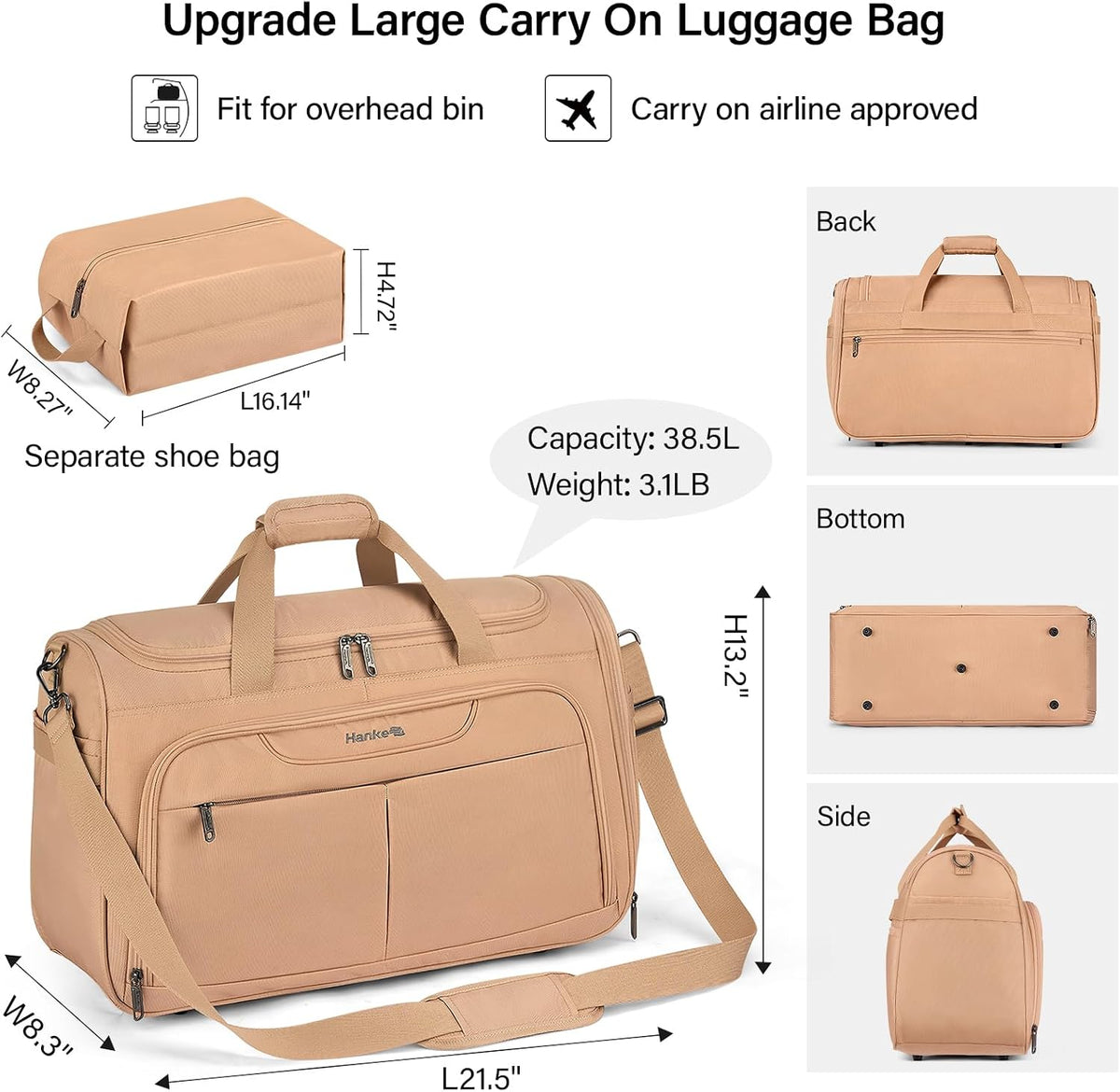 Small Underseat Carry On Luggage Bags for Travel with 10 Pockets. | Airline Approved Foldable Personal Bag w/ Luggage Sleeve; Tote Duffle & Bento Bag, Flight Attendant Weekender for Men & Women