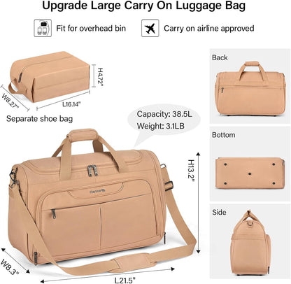 Small Underseat Carry On Luggage Bags for Travel with 10 Pockets. | Airline Approved Foldable Personal Bag w/ Luggage Sleeve; Tote Duffle & Bento Bag, Flight Attendant Weekender for Men & Women