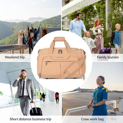Small Underseat Carry On Luggage Bags for Travel with 10 Pockets. | Airline Approved Foldable Personal Bag w/ Luggage Sleeve; Tote Duffle & Bento Bag, Flight Attendant Weekender for Men & Women