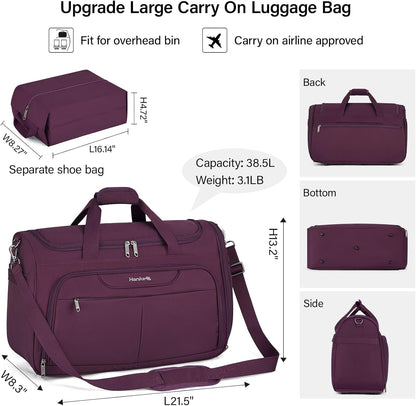 Small Underseat Carry On Luggage Bags for Travel with 10 Pockets. | Airline Approved Foldable Personal Bag w/ Luggage Sleeve; Tote Duffle & Bento Bag, Flight Attendant Weekender for Men & Women