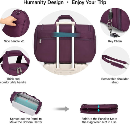 Small Underseat Carry On Luggage Bags for Travel with 10 Pockets. | Airline Approved Foldable Personal Bag w/ Luggage Sleeve; Tote Duffle & Bento Bag, Flight Attendant Weekender for Men & Women
