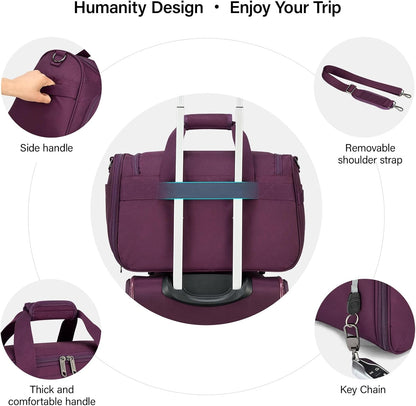 Small Underseat Carry On Luggage Bags for Travel with 10 Pockets. | Airline Approved Foldable Personal Bag w/ Luggage Sleeve; Tote Duffle & Bento Bag, Flight Attendant Weekender for Men & Women