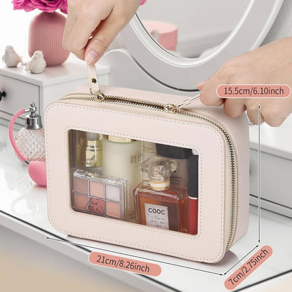 Travel Makeup Set, Black, L+M+SLIM | Waterproof, Transparent Cosmetic Bag, Toiletry Bag, Makeup Brush Case with Zipper, Car Essentials for Women