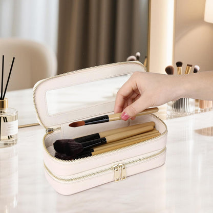 Travel Makeup Set, Black, L+M+SLIM | Waterproof, Transparent Cosmetic Bag, Toiletry Bag, Makeup Brush Case with Zipper, Car Essentials for Women