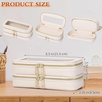 Travel Makeup Set, Black, L+M+SLIM | Waterproof, Transparent Cosmetic Bag, Toiletry Bag, Makeup Brush Case with Zipper, Car Essentials for Women