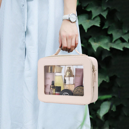 Travel Makeup Set, Black, L+M+SLIM | Waterproof, Transparent Cosmetic Bag, Toiletry Bag, Makeup Brush Case with Zipper, Car Essentials for Women