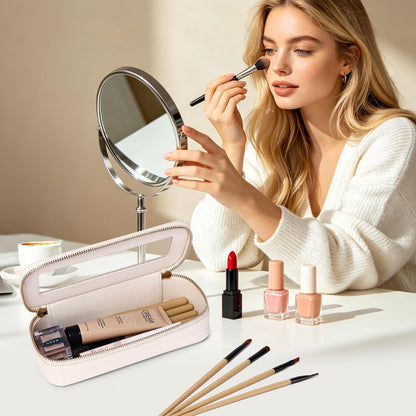 Travel Makeup Set, Black, L+M+SLIM | Waterproof, Transparent Cosmetic Bag, Toiletry Bag, Makeup Brush Case with Zipper, Car Essentials for Women