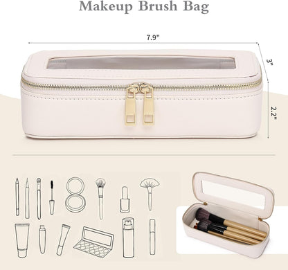 Travel Makeup Set, Black, L+M+SLIM | Waterproof, Transparent Cosmetic Bag, Toiletry Bag, Makeup Brush Case with Zipper, Car Essentials for Women