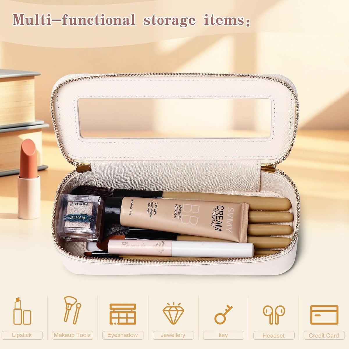 Travel Makeup Set, Black, L+M+SLIM | Waterproof, Transparent Cosmetic Bag, Toiletry Bag, Makeup Brush Case with Zipper, Car Essentials for Women