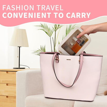 Travel Makeup Set, Black, L+M+SLIM | Waterproof, Transparent Cosmetic Bag, Toiletry Bag, Makeup Brush Case with Zipper, Car Essentials for Women