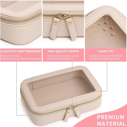 Travel Makeup Set, Black, L+M+SLIM | Waterproof, Transparent Cosmetic Bag, Toiletry Bag, Makeup Brush Case with Zipper, Car Essentials for Women