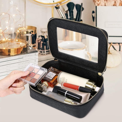 Travel Makeup Set, Black, L+M+SLIM | Waterproof, Transparent Cosmetic Bag, Toiletry Bag, Makeup Brush Case with Zipper, Car Essentials for Women