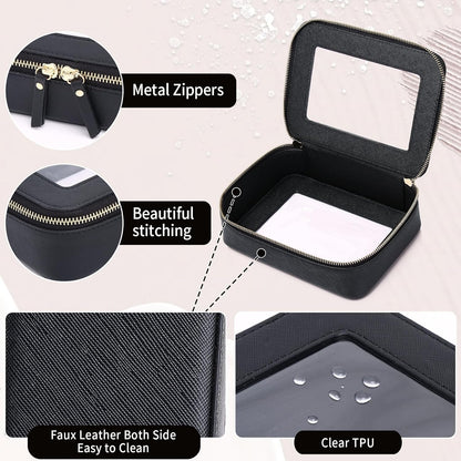 Travel Makeup Set, Black, L+M+SLIM | Waterproof, Transparent Cosmetic Bag, Toiletry Bag, Makeup Brush Case with Zipper, Car Essentials for Women