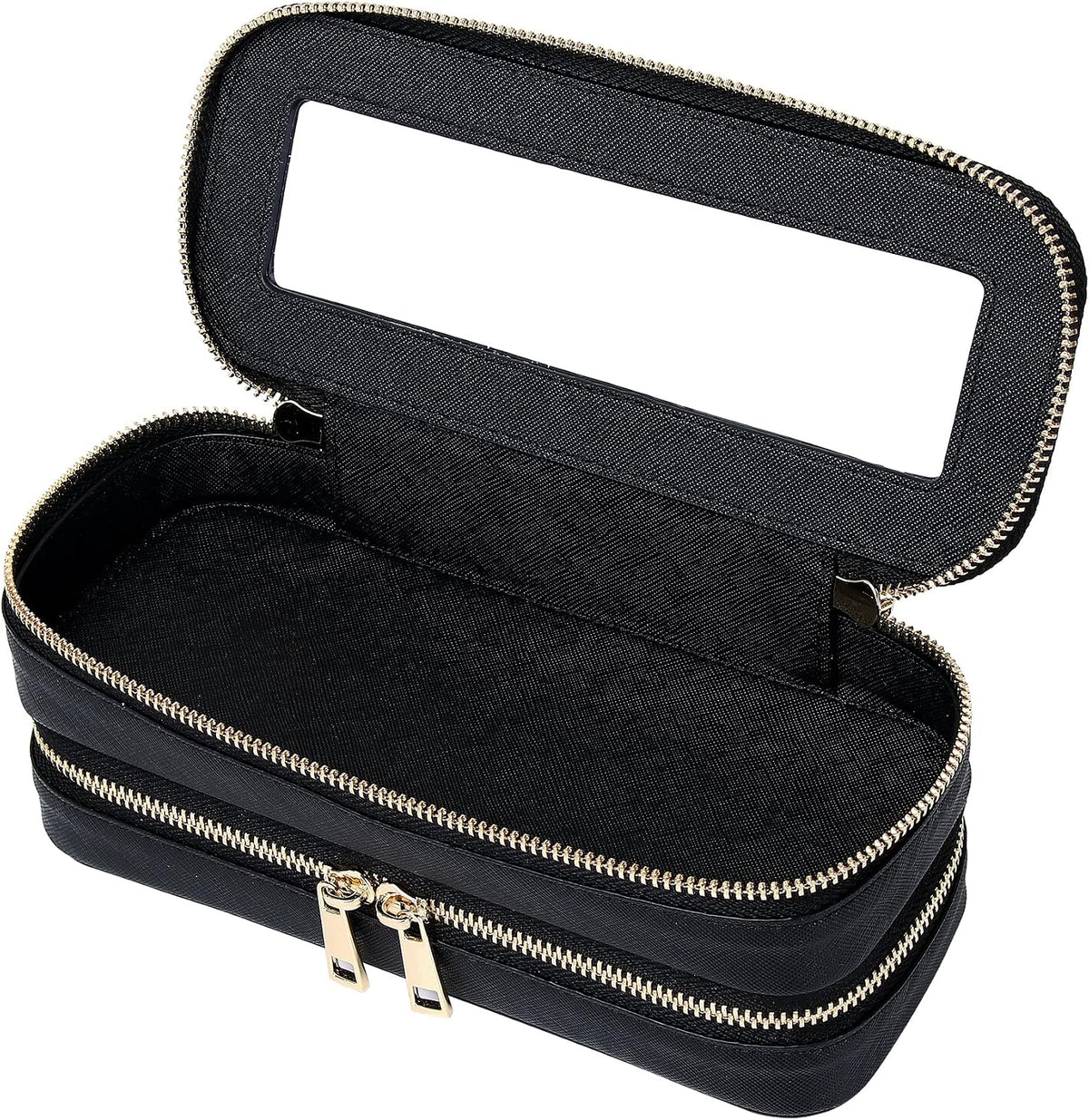 Travel Makeup Set, Black, L+M+SLIM | Waterproof, Transparent Cosmetic Bag, Toiletry Bag, Makeup Brush Case with Zipper, Car Essentials for Women