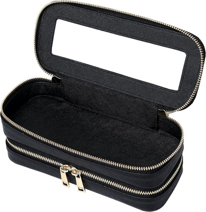 Travel Makeup Set, Black, L+M+SLIM | Waterproof, Transparent Cosmetic Bag, Toiletry Bag, Makeup Brush Case with Zipper, Car Essentials for Women