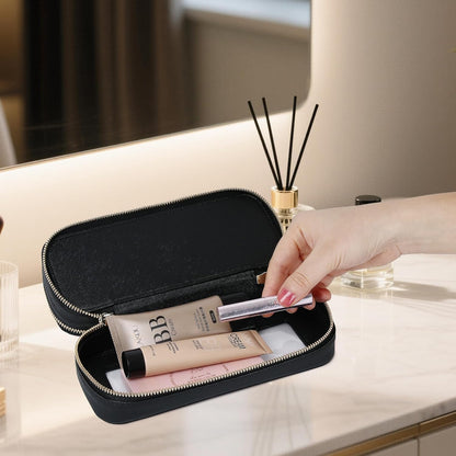 Travel Makeup Set, Black, L+M+SLIM | Waterproof, Transparent Cosmetic Bag, Toiletry Bag, Makeup Brush Case with Zipper, Car Essentials for Women