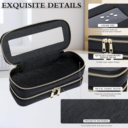 Travel Makeup Set, Black, L+M+SLIM | Waterproof, Transparent Cosmetic Bag, Toiletry Bag, Makeup Brush Case with Zipper, Car Essentials for Women