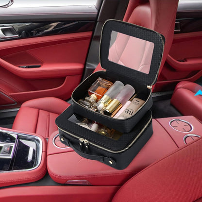 Travel Makeup Set, Black, L+M+SLIM | Waterproof, Transparent Cosmetic Bag, Toiletry Bag, Makeup Brush Case with Zipper, Car Essentials for Women