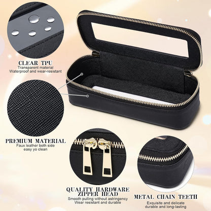 Travel Makeup Set, Black, L+M+SLIM | Waterproof, Transparent Cosmetic Bag, Toiletry Bag, Makeup Brush Case with Zipper, Car Essentials for Women